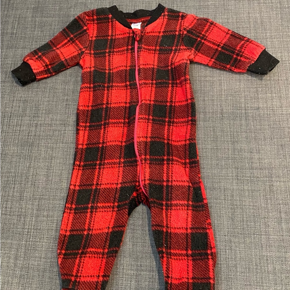 3/$25 | George | Comfy & Warm Red & Black Plaid Footie Onesie